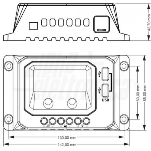 Regolatore di carica PWM 12/24V 10A  display uscita USB 5V crepuscolare - immagine 2