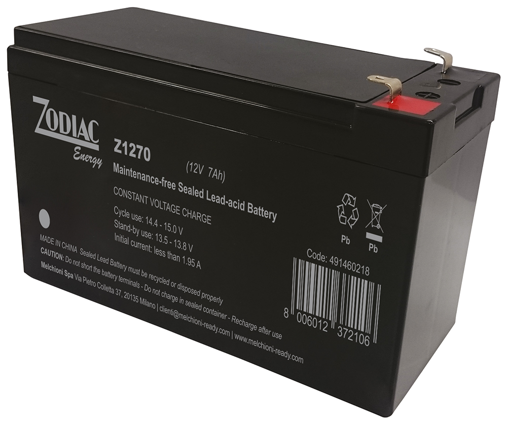 Batteria al piombo ricaricabile 12V 7Ah terminale faston 4.8mm ZODIAC