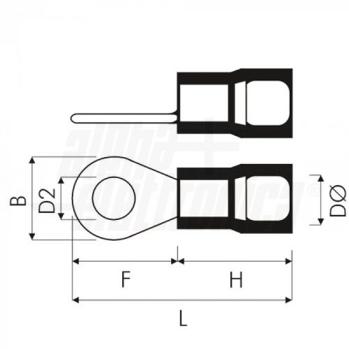 Terminale ad occhiello preisolato BLU 5,3mm - Adatto per cavo 2,5-4,0mmq - immagine 2