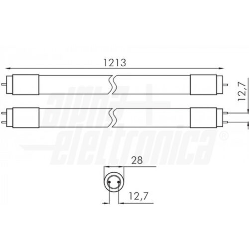 Tubo LED T8 in vetro 18W 120cm 230Vac - Bianco freddo 6500K - immagine 2