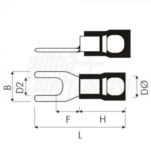 Terminale a forcella preisolato ROSSO 4,3mm - Adatto per cavo 0,5-1,5mmq - immagine 2