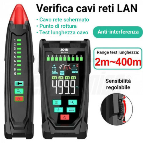 Tester multifunzione verifica cavi di reti LAN con misura lunghezza cavo - immagine 2